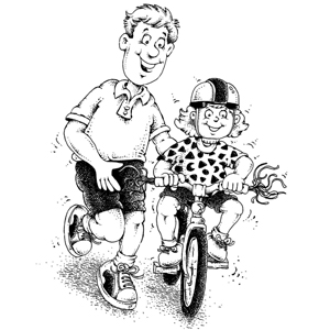 father-teaching-daughter-to-ride-bicycle
